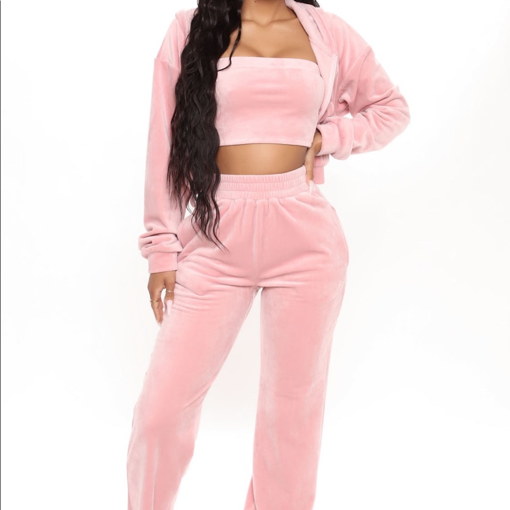 Brand new 3-piece pink velour set
